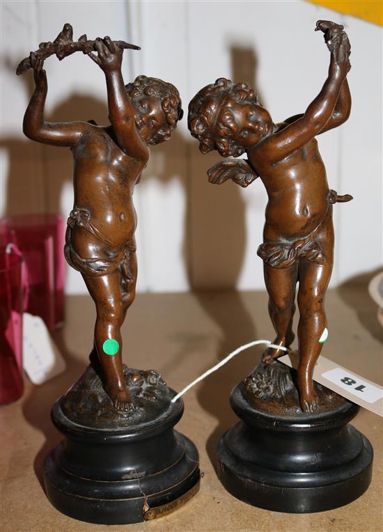 Pair of 19C French spelter figures of amorini
